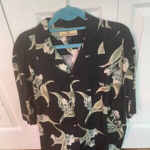 Men's Tommy Bahama Black Print Casual Shirt Size Large - Picture 1 of 5